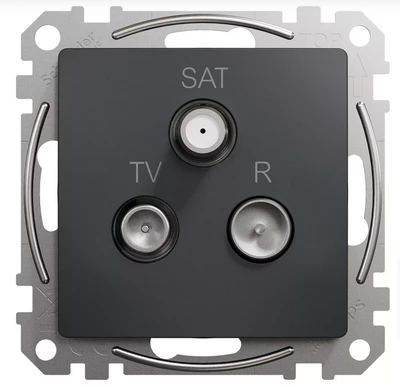 Schneider Electric Sedna Design, R/TV/SAT galutinis lizdas (4dB), juodas antracitas