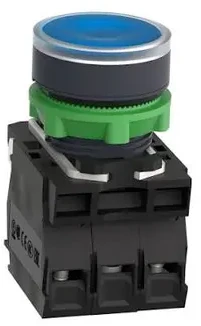 Schneider Electric Harmony XB5 Plokščias plastikinis mygtukas. mėlyna fi30 sklandus objektyvas integruotas LED 230...240 V AC XB5FVM6