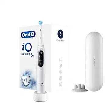 Braun Oral-B iO6 Series, elektrinis dantų šepetėlis, baltos spalvos