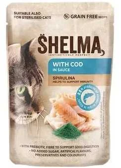 Usorteret Kačių Maistas - SHELMA Menkė padaže šlapias kačių maistas 85g begrūdis be glitimo