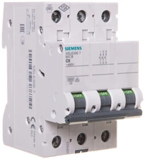 Siemens 5SL6306-7 Grandinės pertraukiklis 3P C 6A 6kA AC 5SL6306-7