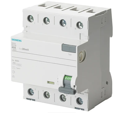 „Siemens“ 5SV3644-8 4P A tipo diferencialinis automatinis jungiklis, selektyvus, 40A, 300mA, Un, AC, 400V 5SV3644-8