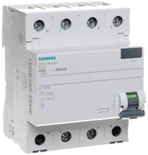 Siemens 5SV4344-0KL RCCB 4P 40A 0.03A AC tipo N kairysis polius 30mA 400V SENTRON 5SV4344-0KL