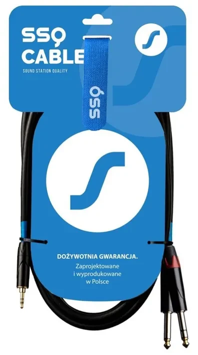 SOUND STATION QUALITY (SSQ) SSQ MIJM3 SS-1815 Cable Jack Stereo 3,5 mm - 2x Jack Mono 6,3 mm 3 m Juodas