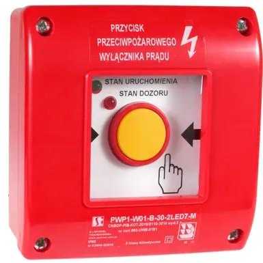 Spamel Rankinis priešgaisrinio jungiklio PWP1 (1NC) mygtukas su plaktuku ir CNBOP sertifikatu - 2LED žalia/raudona 230V
