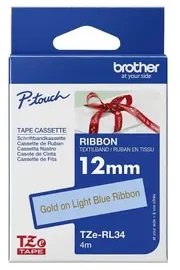 Brother BROLIS TZE-RL34 SATINO JUOSTOS ? AUKSO TEKSTAS ANT ŠVIESI MĖLYNOS JUOSTOS, 12MM/4M