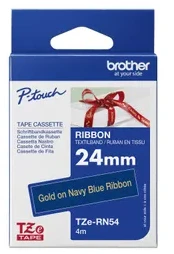BROTHER TZE-RN54 P-TOUCH DEKORATYVINĖ AUKSINĖ SPAUSDINĖ ANT TAMSI MĖLYNOS SPALVOS SATINO JUOSTELĖS 24 MM, 4 M