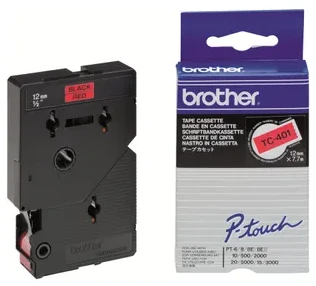 Brother P-touch TC 401;raudona/juoda (12 mm)