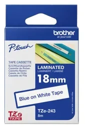 Brother TZE-243 Laminated Tape Mėlyna on Baltas, TZe, 8 m, 1.8 cm
