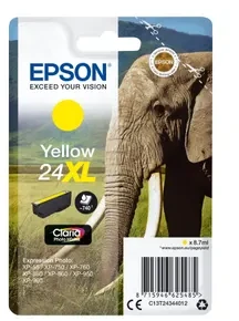 Spausdintuvas „Epson Elephant 24XL Claria Photo HD“ vienos spalvos geltono rašalo kasetė, didelės (D) talpos, geltona, pigmento pagrindo rašalas, 8,7 ml, 1 vnt., vienos pakuotės pakuotė