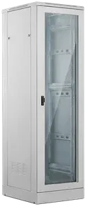 Spinta Alantec 42U 800x800, drzwi przednie szklane, drzwi tylne metalowe pełne, zamek, 4 belki nośne, cokół w zestawie, do samodzielnego montażu, spalva pilka, (SS-42U-800-800-03-S)