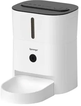 Išmanus maisto dozatorius Sponge Pet Feeder Smart Camera, baltas