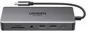 Ugreen USB-C CM681 | 4x USB | 2x HDMI | DisplayPort | RJ45 | SD/TF | AUX | PD 100W (pilka)