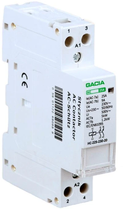 VCX Modulinis kontaktorius, 2 polių, 1P/2T/25A 2NO 230V, GACIA HC, 2P/25A 2NO 230V