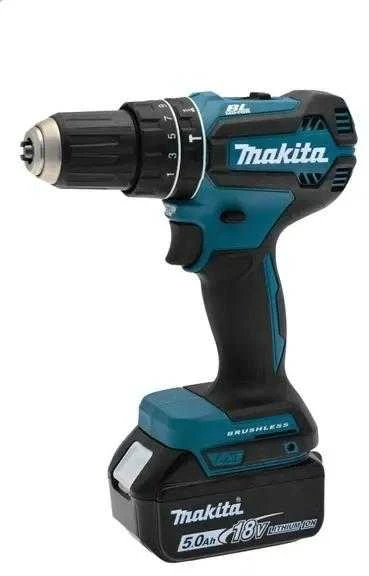 Makita DHP485RTJ Akumuliatorinis smūginis gręžtuvas, 18 V, 2x 5,0 Ah Li-ion, 50/25 Nm, 1,7kg, LED, BL-motor, MAKPACK