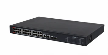 Dahua PoE šakotuvas 24-Portų, PoE+, uplink 2-Port RJ45 + uplink 2-Port SFP, 360W