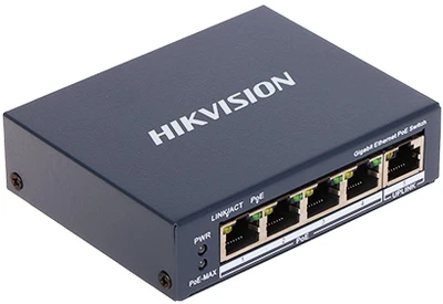 Šakotuvas Hikvision 5 prievadų 4 PoE prievadų komutatorius DS-3E0505P-E