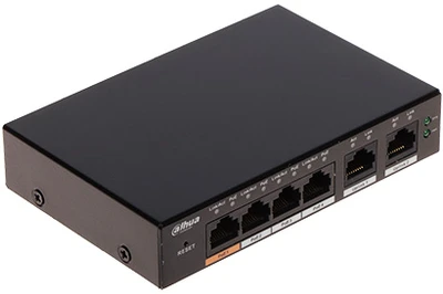 Dahua PoE šakotuvas valdomas100Mbps 4portų+2G uplink, Hi-PoE