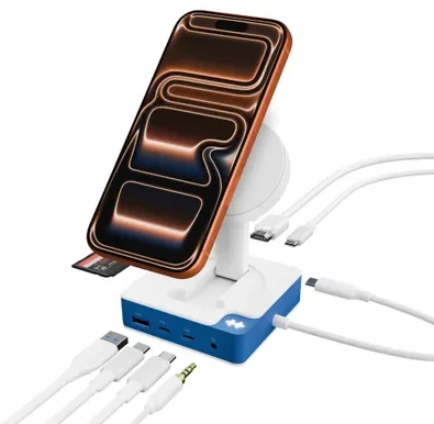 Targus „Hyper HyperDrive Flex MagCharge“ USB-C šakotuvas, Baltas/Mėlyna | HD8100BUGL | HDMI jungtys kiekis: 1