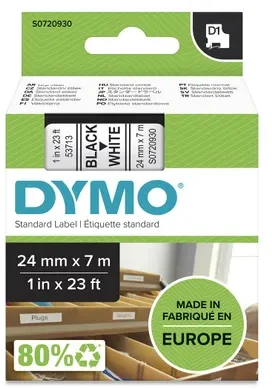Juostelė DYMO D1 24mm x 7m, juoda ant balto / S0720930 53713