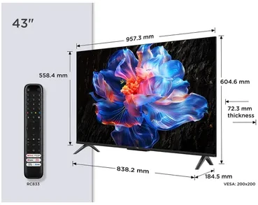 TCL P6K 43P6K TV 109.2 cm (43") 4K Ultra HD Smart TV Wi-Fi Metallic
