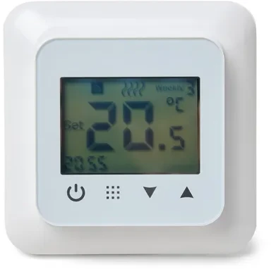 Termostatas HEATCOM, HC60, su ekranu, kabinamas, baltas