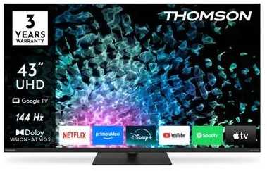 Thomson 43MG7C15 televizorius 109,2 cm (43″) 4K Ultra HD Smart TV „Wi-Fi“ Juoda 320 cd/m²