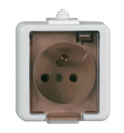 Timex Elektro GNT-16J L BI Jantar vienvietis lizdas 2P+Z atsparus purslams su dūmų gaubtu spalva balta GNT-16J L BI