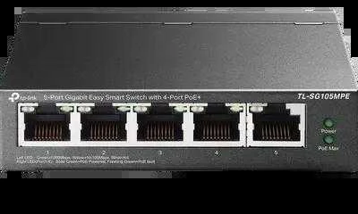 Maršrutizatorius TP-LINK | 5 prievadų Gigabit Easy Smart Switch su 4 prievadų PoE+ | TL-SG105MPE | Tvarkoma L2 | Darbalaukis | 60 mėn.