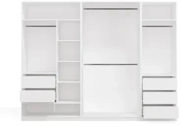 Top E Shop OPENO Modular Wardrobe SET 260/200 Baltas Drawers, Hanging Rails, Shelves – Large – For the Bedroom
