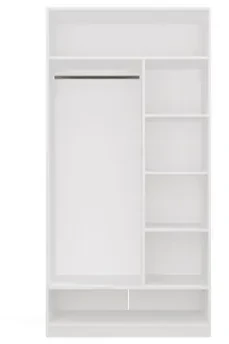 Top E Shop Hurtownia Mebli Didmeninė prekyba baldais Drabužinė OPENO 1W6P BALTA Modulinė lentyna su baro lentynomis Miegamasis