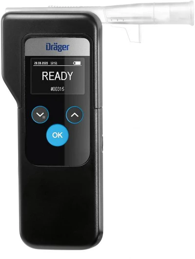 Dräger Alcotest 6000 su paruoštu ekranu ir antgaliu