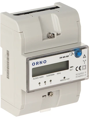 ORNO 3 FAZIŲ ELEKTROS RODIKLIS, 120A, 5 MODULIAI, DIN TH-35MM, PAPILDOMAS MYGTUKAS