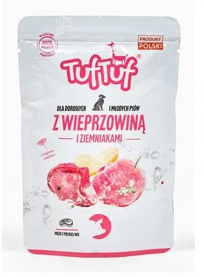 Tuftuf BULT TUF TUF Pietų mėsos maišelis šunims Kiauliena su bulvėmis 500g