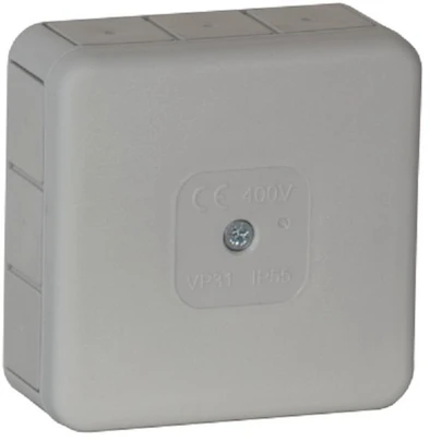 Tuščia ant paviršiaus montuojama dėžutė su 12 įvadų VIPLAST VP-31 Pilkas IP55 85x85x37mm 031-03