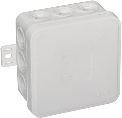 Tuščia ant paviršiaus montuojama dėžutė su 12 įvadų VIPLAST V5 click Baltas IP54 75x75x41mm 035-01