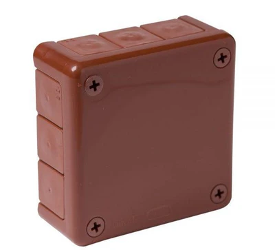 Tuščia ant paviršiaus montuojama dėžutė su 12 įvadų VIPLAST VP-41 RUDA IP55 98x98x42mm 041-02