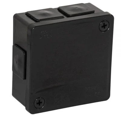 Tuščia ant paviršiaus montuojama dėžutė su 6 įvadais VIPLAST VP-22 Juodas IP55 86x86x40mm 022-05