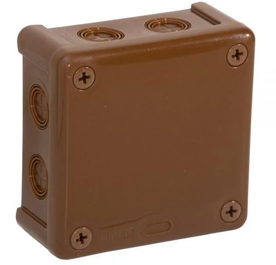 Tuščia ant paviršiaus montuojama dėžutė su 8 įvadais VIPLAST VP-42 RUDA IP55 98x98x42mm 042-02