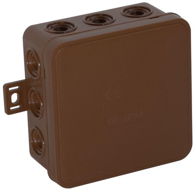 Tuščia ant paviršiaus montuojama dėžutė su 12 įvadų VIPLAST V7 click RUDA IP54 100x100x41mm 037-02