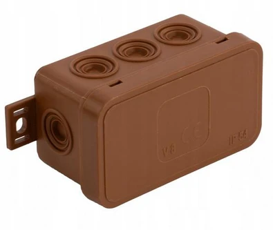 Tuščia ant paviršiaus montuojama dėžutė su 8 įvadais VIPLAST V8 click RUDA IP54 80x45x41mm 038-02