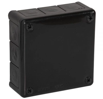 Tuščia ant paviršiaus montuojama dėžutė su 12 įvadų VIPLAST VP-51 Juodas IP55 118x118x46mm 051-05