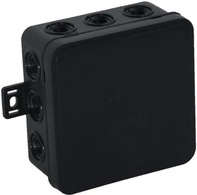 Tuščia ant paviršiaus montuojama dėžutė su 12 įvadų VIPLAST V6 click Juodas IP54 85x85x41mm 036-05