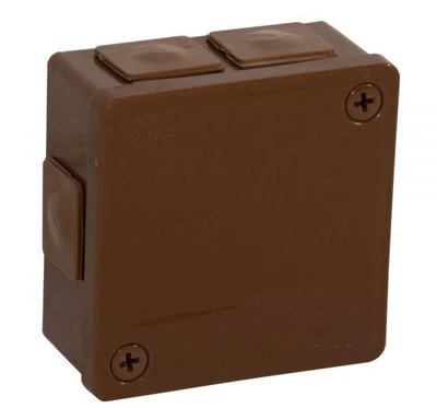 Tuščia ant paviršiaus montuojama dėžutė su 6 įvadais VIPLAST VP-22 RUDA IP55 86x86x40mm 022-02