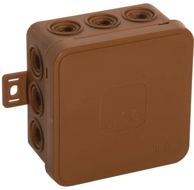 Tuščia ant paviršiaus montuojama dėžutė su 12 įvadų VIPLAST V5 click RUDA IP54 75x75x41mm 035-02