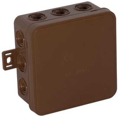 Tuščia ant paviršiaus montuojama dėžutė su 12 įvadų VIPLAST V6 click RUDA IP54 85x85x41mm 036-02
