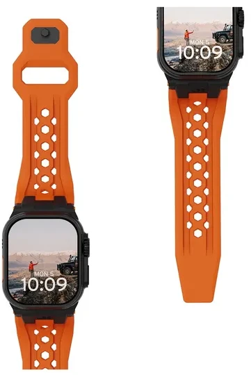 Urban Armor Gear UAG UAG Monarch - dirželis FKM do Apple Watch series 4-6 & SE 1-3, 44mm / series 7-9, 45mm / series 10-11, 46mm / Ultra 1-3, 49mm (oranžinis / juodas titanium)