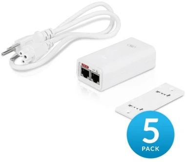 UBIQUITI POE-24-12W-5P Ubiquiti PoE-24 pasyvus PoE adapteris EU, 24V 0,5A, įdėklo/ESD apsauga, 5 PAK.