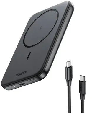 LiPo išorinis akumuliatorius (Powerbank) 5000mAh 15W bevielis QI 7.5W, su magnetu Magsafe PB560 UGREEN