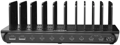 „Unitek“ išmanioji 10 prievadų USB-A/USB-C įkrovimo stotelė | 120 W | PD 3.0